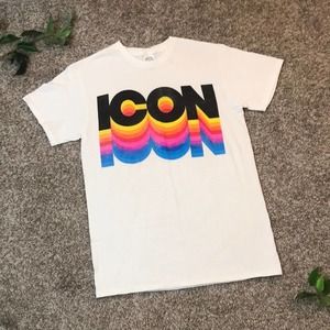 Vintage Womens Small Icon Delta Pro Weight T-shirt Short Sleeve Rainbow White